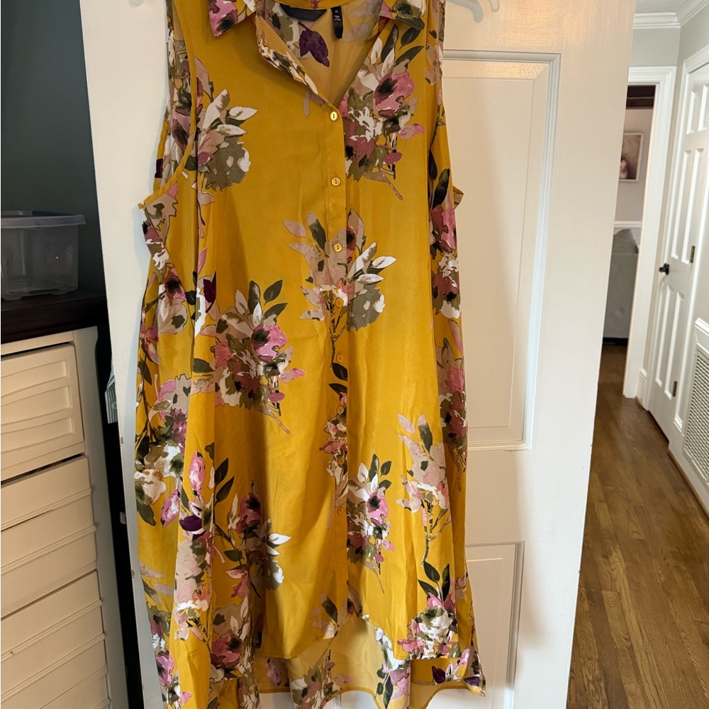 Mlle Gabrielle Yellow Floral High Low Dress